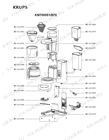 Схема №1 KM700552/B70 с изображением Плата управления для кофеварки (кофемашины) Krups MS-622361