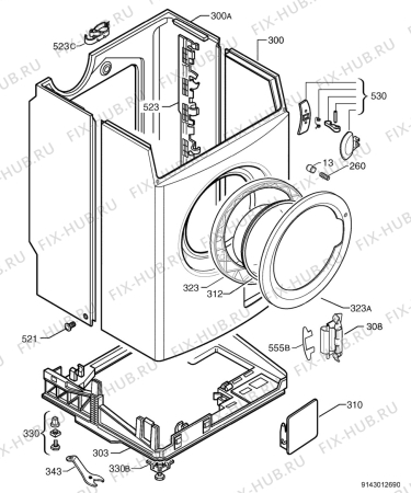 Схема №1 45S708E с изображением Рамка для стиральной машины Aeg 1320148057