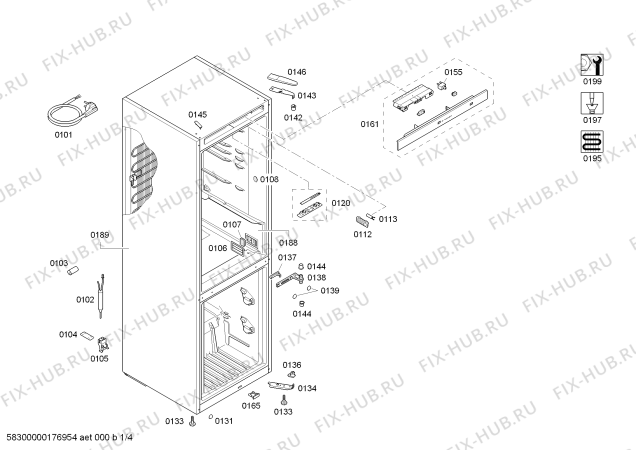 Схема №2 KGN36VL21 с изображением Дверь для холодильника Bosch 00713652