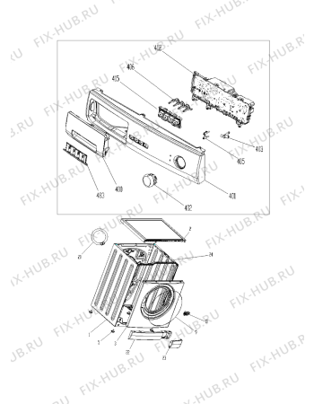 Схема №2 AWG 5103/B с изображением Обшивка для стиральной машины Whirlpool 480111101923