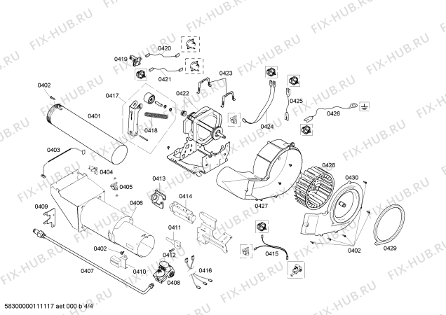 Взрыв-схема сушильной машины Bosch WTMC4500UC Deluxe Gas Dryer - Схема узла 04