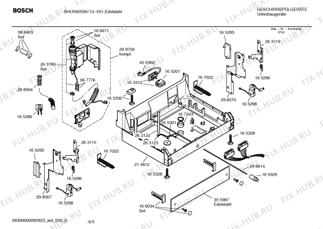 Взрыв-схема посудомоечной машины Bosch SHU5925SK Mixx - Схема узла 05