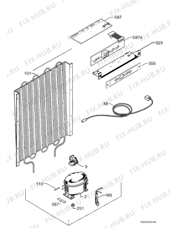 Взрыв-схема холодильника Privileg 197460_40201 - Схема узла Cooling system 017