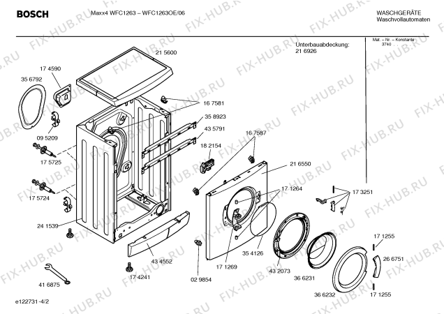 Схема №1 WFC1263OE Maxx4 WFC1663 с изображением Таблица программ для стиральной машины Bosch 00590997