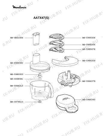 Взрыв-схема кухонного комбайна Moulinex AATX47(S) - Схема узла FP002409.9P3