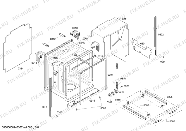 Схема №1 SHX68P05UC с изображением Регулировочный узел для посудомойки Bosch 00676934