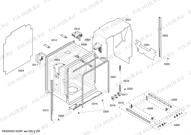 Схема №1 SHX56B02UC с изображением Уплотнитель (прокладка) Bosch 00065303