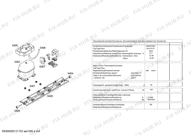 Взрыв-схема холодильника Bosch KDN36V00NE - Схема узла 04