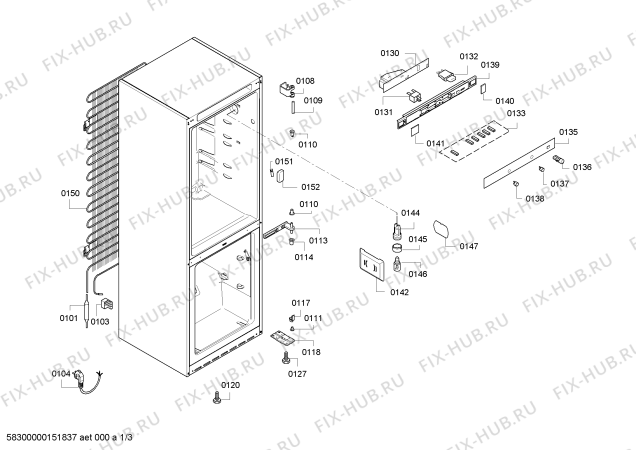 Схема №1 KGV36X54 с изображением Дверь морозильной камеры для холодильника Bosch 00686114