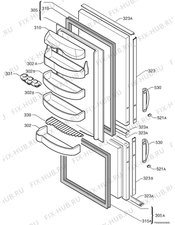 Взрыв-схема холодильника Corbero FC8560P/9 - Схема узла Door 003
