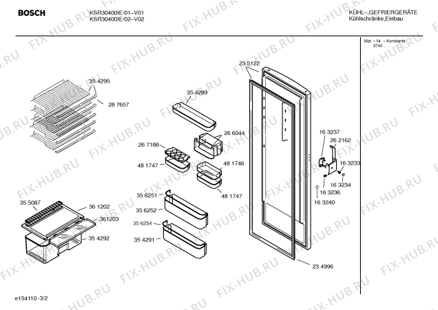 Взрыв-схема холодильника Bosch KSR30400IE - Схема узла 02