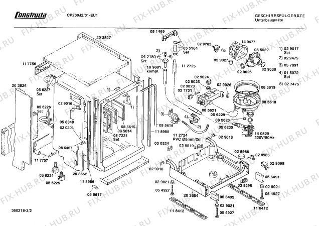 Взрыв-схема посудомоечной машины Constructa CP200J2 - Схема узла 02