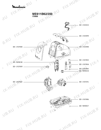 Взрыв-схема мясорубки Moulinex ME611B62/350 - Схема узла ZP003599.9P2