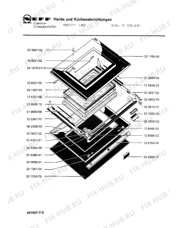 Взрыв-схема плиты (духовки) Neff 1313256101 1057/711LHCD - Схема узла 03