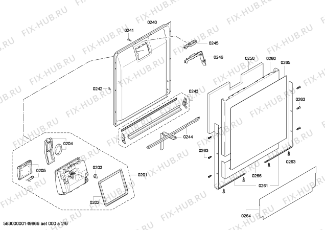 Взрыв-схема посудомоечной машины Bosch SMD53M64EU - Схема узла 02