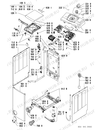 Схема №1 AWA 6095/1 с изображением Обшивка для стиралки Whirlpool 481245212168