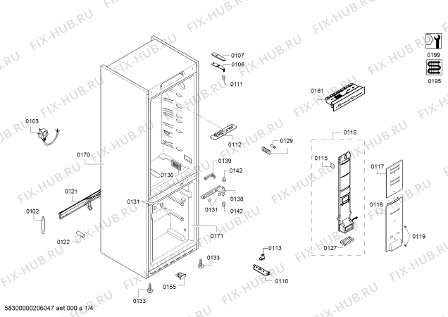 Схема №1 KGN39XW36G, Bosch с изображением Дверь для холодильника Bosch 00717494