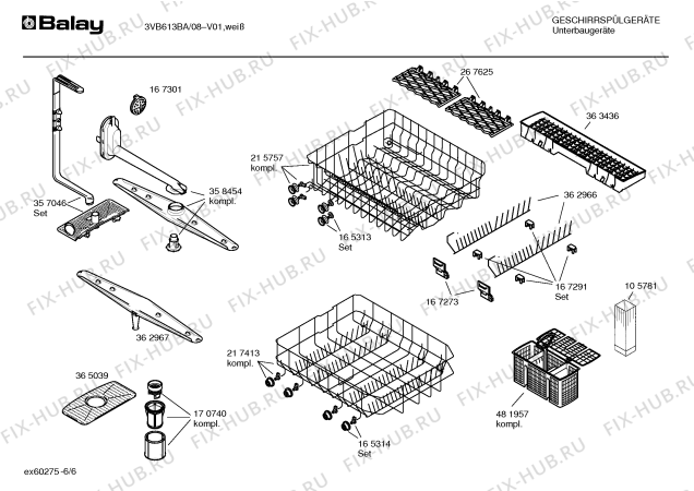 Взрыв-схема посудомоечной машины Balay 3VB613BA - Схема узла 06