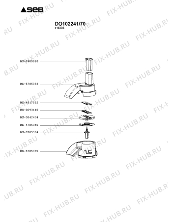 Взрыв-схема кухонного комбайна Seb DO102241/70 - Схема узла PP002774.5P3