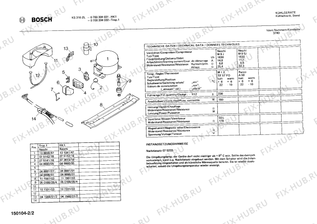 Взрыв-схема холодильника Bosch 0700304032 KS310ZL - Схема узла 02