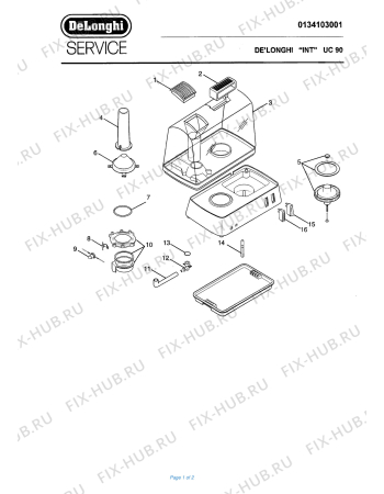 Схема №1 UC 90 ARIA COMFORT с изображением Рукоятка для электроувлажнителя воздуха DELONGHI HL2014