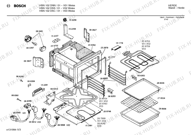 Взрыв-схема плиты (духовки) Bosch HSN102DNN - Схема узла 03