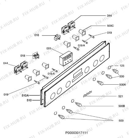 Взрыв-схема плиты (духовки) Aeg Electrolux E5701-7-M - Схема узла Command panel 037