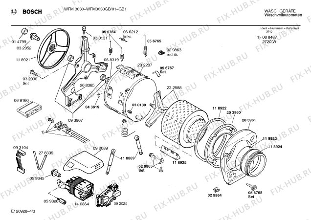 Взрыв-схема стиральной машины Bosch WFM3030GB WFM3030 - Схема узла 03