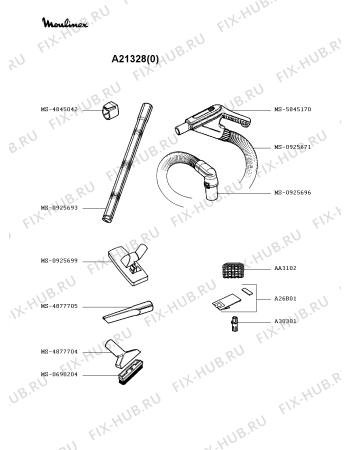 Взрыв-схема пылесоса Moulinex A21328(0) - Схема узла AP002319.4P2