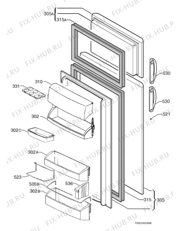 Взрыв-схема холодильника Aeg S2843-7DT - Схема узла Door 003