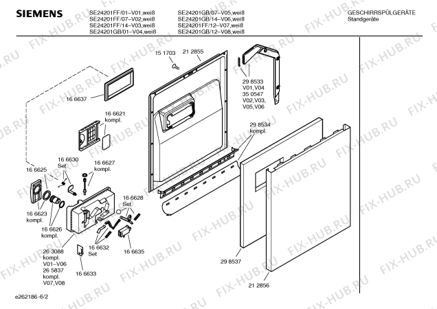 Схема №3 SE24201FF с изображением Инструкция по эксплуатации для посудомоечной машины Siemens 00521282