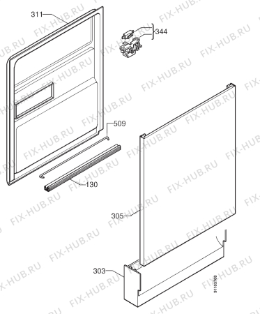 Взрыв-схема посудомоечной машины Zanussi DW685 - Схема узла Door 003