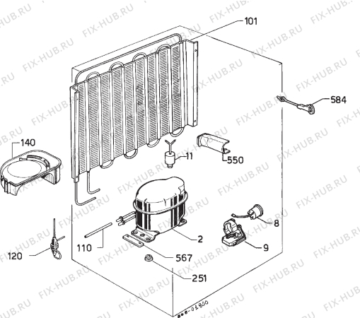 Взрыв-схема холодильника Electrolux ER1533I - Схема узла Cooling system 017