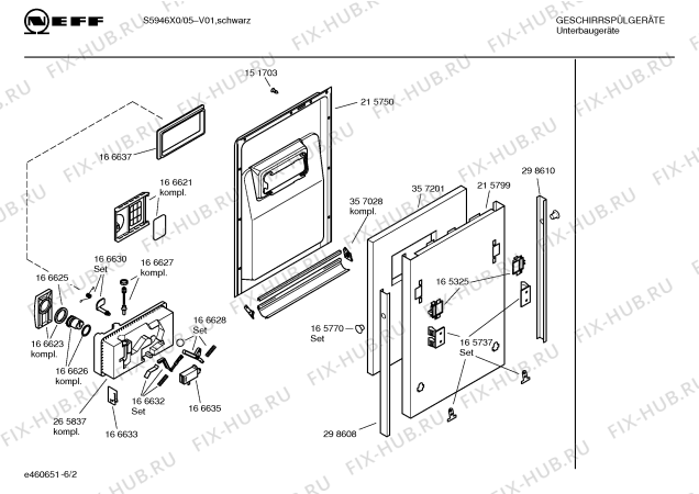 Схема №2 S5946X0 SKV541 с изображением Инструкция по эксплуатации для электропосудомоечной машины Bosch 00529040