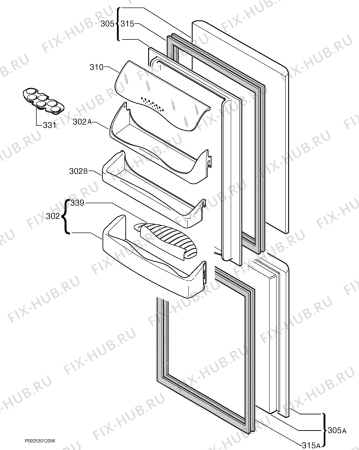 Взрыв-схема холодильника Zanussi ZRB25SA - Схема узла Door 003