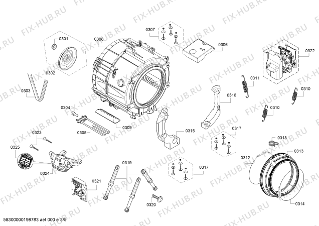 Взрыв-схема стиральной машины Bosch WAT28581TR - Схема узла 03