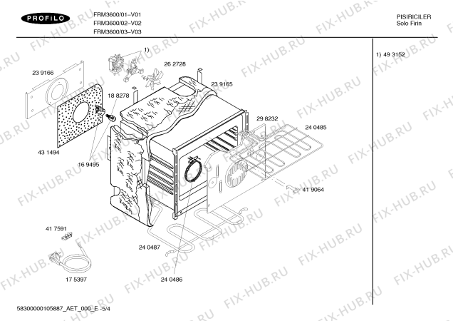 Взрыв-схема плиты (духовки) Profilo FRM3600 Profilo - Схема узла 04