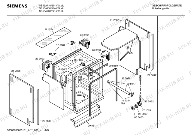 Взрыв-схема посудомоечной машины Siemens SE53A731 - Схема узла 03