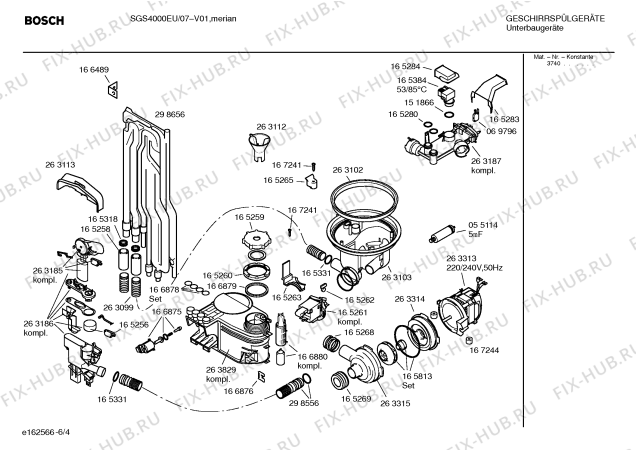 Взрыв-схема посудомоечной машины Bosch SGS4000EU - Схема узла 04