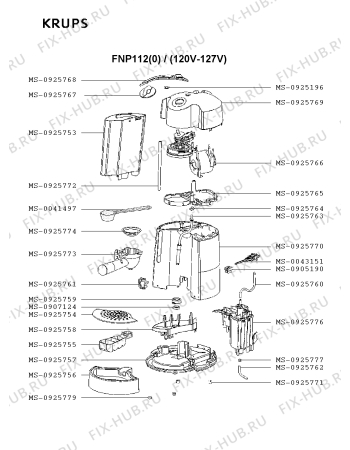 Схема №1 FNP112(0) с изображением Микронасадка для кофеварки (кофемашины) Krups MS-0925763