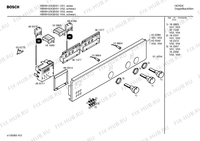 Схема №1 HBN9123GB с изображением Панель управления для духового шкафа Bosch 00435589