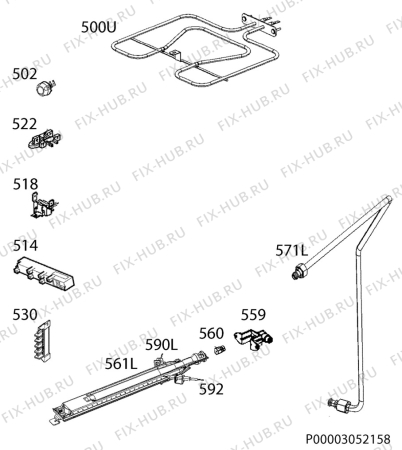 Взрыв-схема плиты (духовки) Faure FCG665GW - Схема узла Functional parts