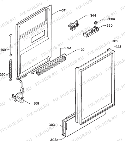 Взрыв-схема посудомоечной машины Electrolux BW545 - Схема узла Door 003