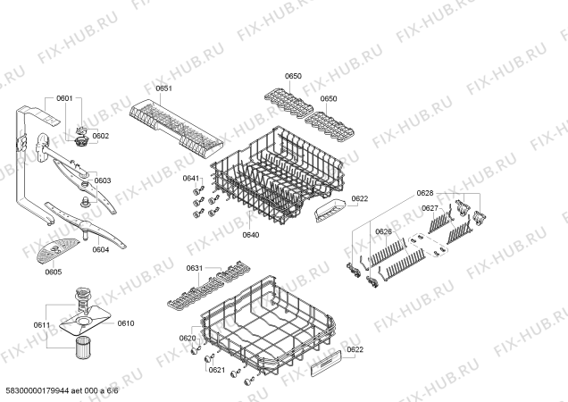 Взрыв-схема посудомоечной машины Bosch SMS63M28AU SilencePlus - Схема узла 06