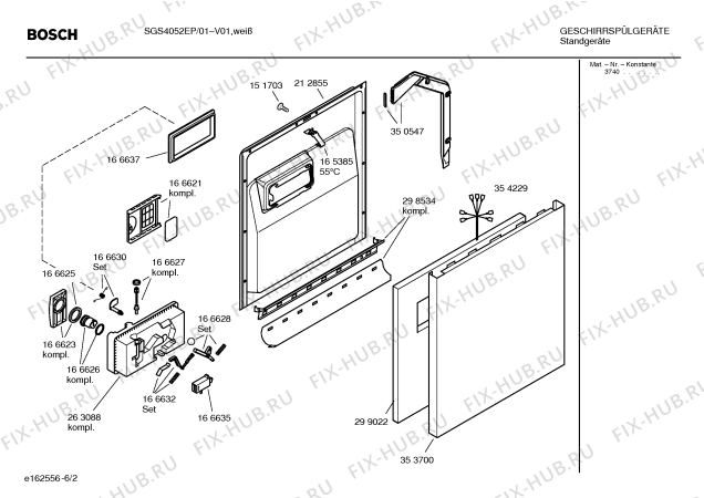 Взрыв-схема посудомоечной машины Bosch SGS4052EP - Схема узла 02