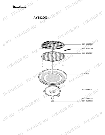 Взрыв-схема микроволновой печи Moulinex AY882D(0) - Схема узла 1P002314.9P2