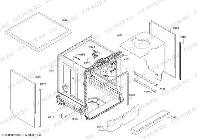 Взрыв-схема посудомоечной машины Bosch SMS25KI00E, SilencePlus, Serie 2 - Схема узла 03