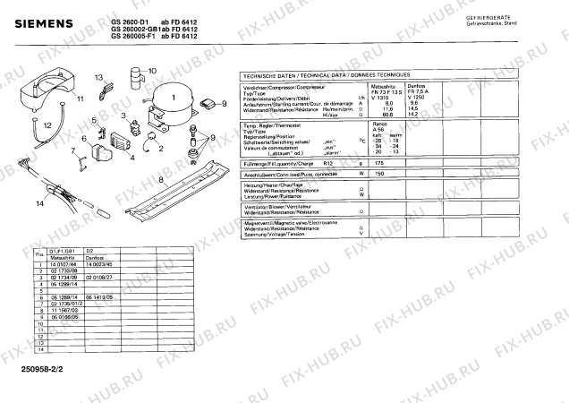 Взрыв-схема холодильника Siemens GS260002 - Схема узла 02