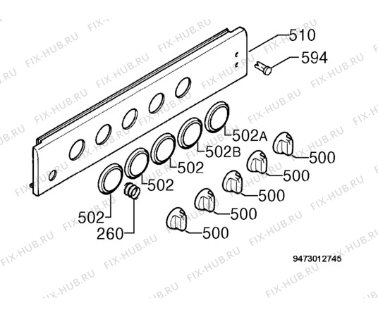 Взрыв-схема плиты (духовки) Zanussi ZCG603LW - Схема узла Command panel 037