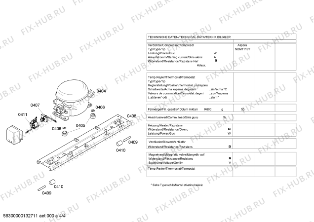 Взрыв-схема холодильника Siemens KD49NV00SA - Схема узла 04